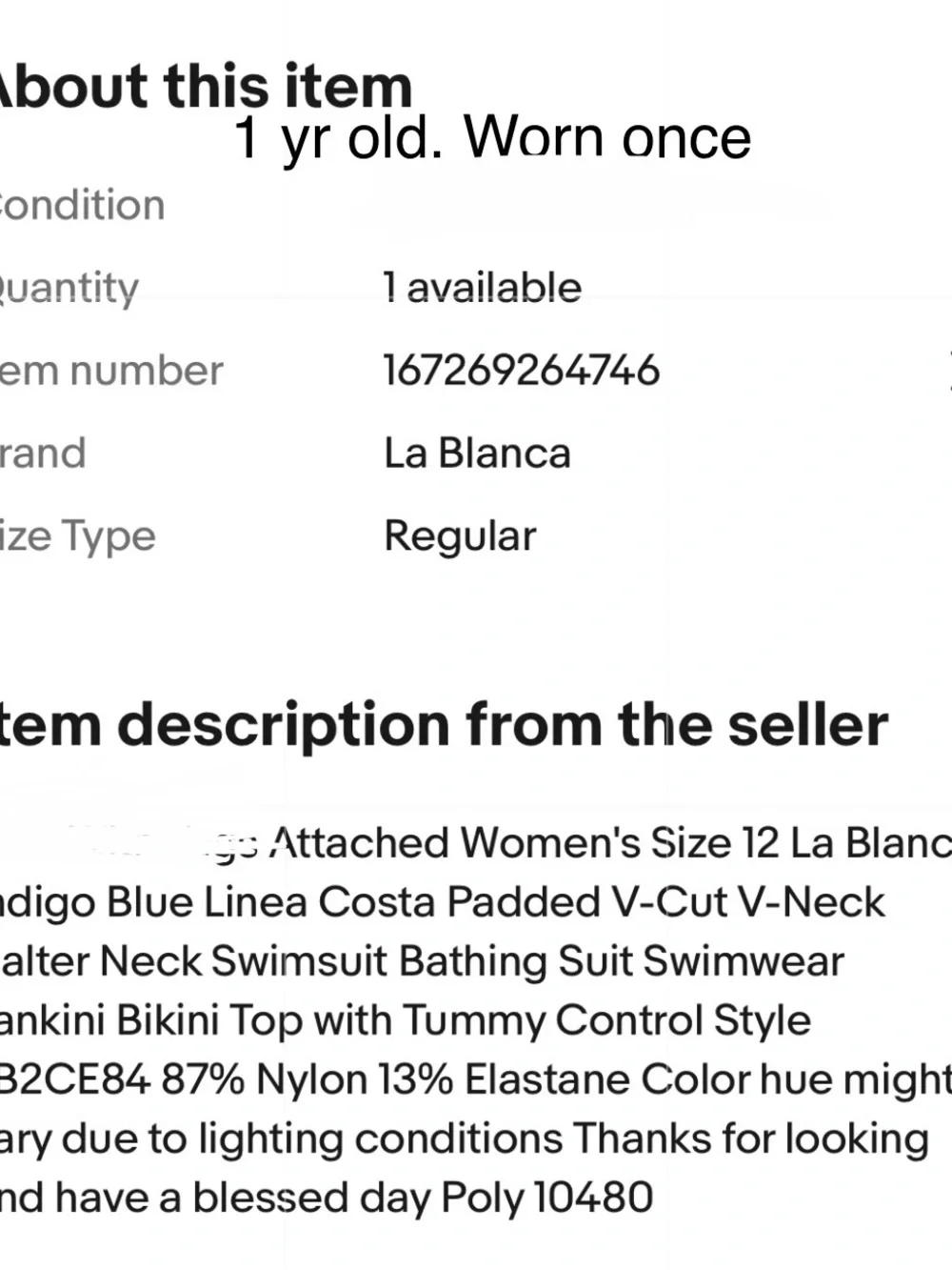 La Blanca Navy Blue Tankini Set with Gold Ring Accents. Added tummy control